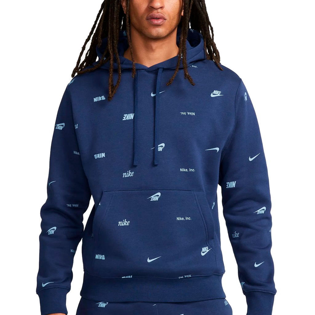 SWEATER TRAINNING NIKE M NK CLUB BB PO AOP HOODIE MIDNIGHT NAVY/ASHEN SLATE