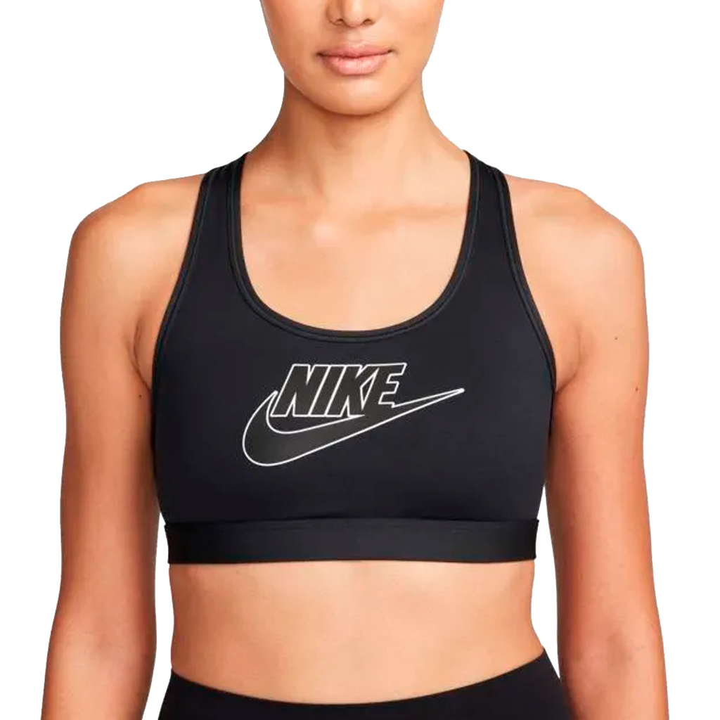 TOP TRAINNING NIKE W NK SWSH MED SPT FUTURA BRA BLACK/WHITE/BLACK/(BLACK)