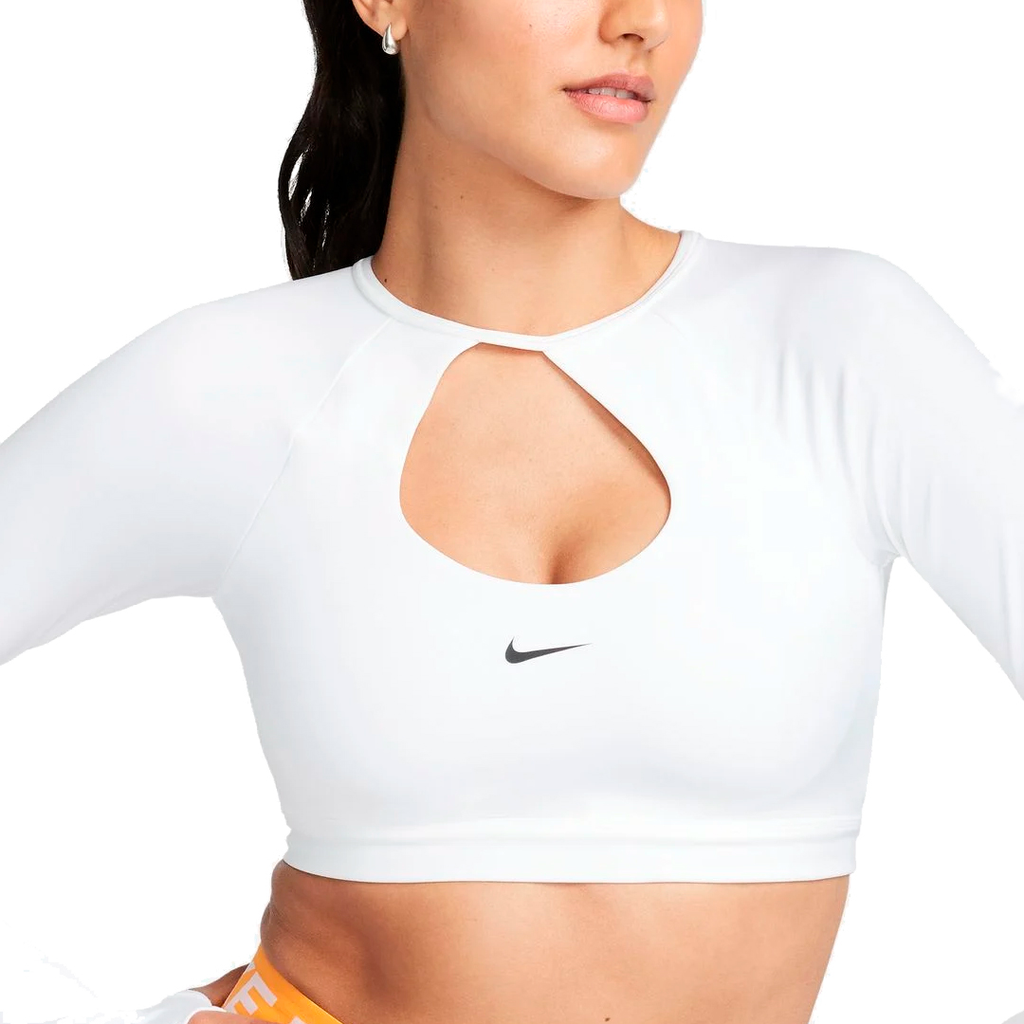 TOP TRAINNING NIKE W NK LS CROP TOP BRA WHITE/(BLACK)