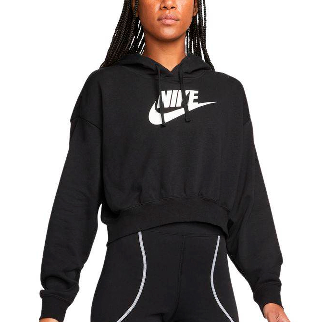 SWEATER TRAINNING NIKE CLUB FLC GX CROP HDY BLACK/WHITE