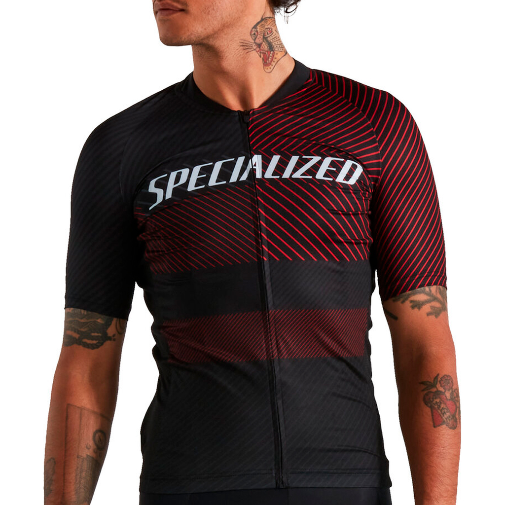 JERSEY SPZ SL+ LOGO STRIPE SS BLACK