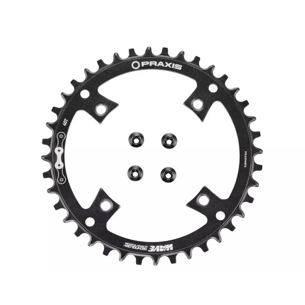 CADENA SPZ VADO CHR TURBO, 40T, 10/11-SPD, 104BCD, 1X RING, ALLOY, W/ CHAINRING BOLTS, PRAXIS
