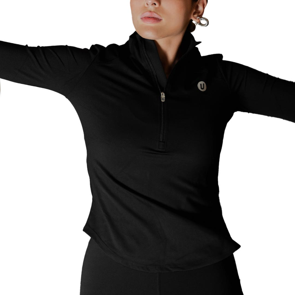 SUDADERA UBX FITNESS MEDIO CIERRE NEGRO