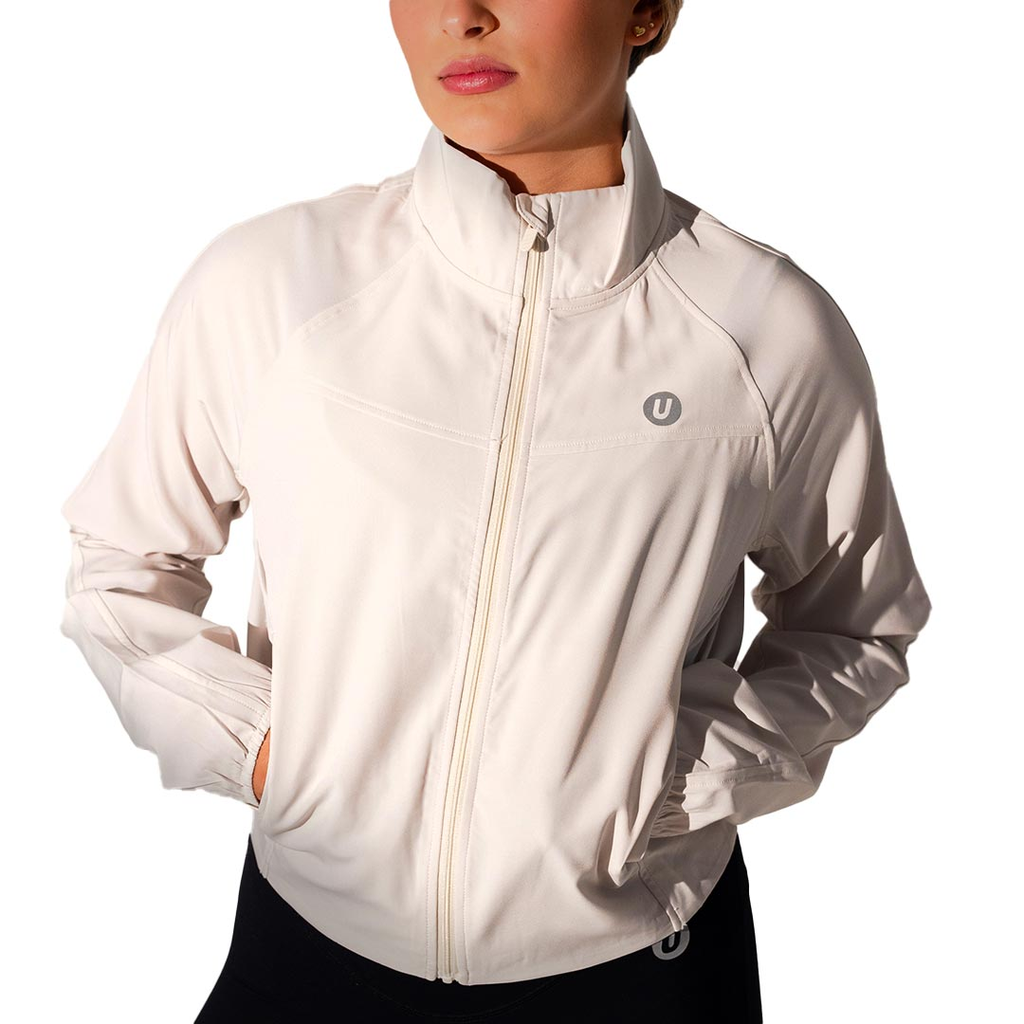 CHAQUETA UBX FITNESS CIERRE COMPLETO BLANCO