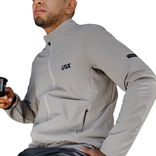 CHAQUETA UBX FITNESS LOOSE CIERRE GRIS CLARO